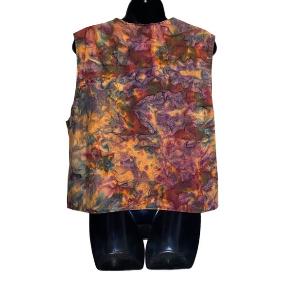 Hand Crafted Patchwork Tie-Dye Floral Print Bohemian One Button Vest Sz L/XL - Picture 5 of 16